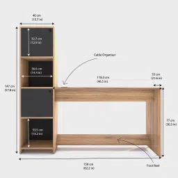 spacesbyu Duocia Study Table with Cabinet and Open Storage | Computer Table | Engineered Wood Study Table image 3