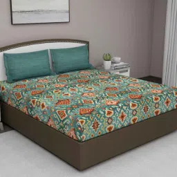Blue Traditional 210 TC Cotton King Sized Bed Sheets with 2 Pillow Covers by GM Fabrics-picture-30