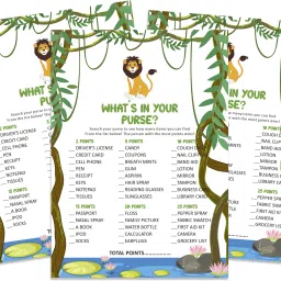50 Pcs What'S In Your Purse Baby Shower Game Cards Jungle Theme Party Supplies Invitation Card-image-63