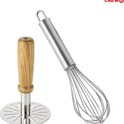 CREW4 Stainless Steel Mini Kitchen Whisk with Pav Bhaji Masher Steel Spiral Whisk-picture-34