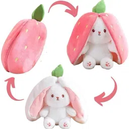 dk enterprises Soft Toy Bunny Plush,Rabbit with Zipper, Reversible Bunny- 10 inch image 2
