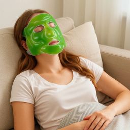 Cooling Gel Face Mask for Relaxation, Puffiness Relief & Skin Therapy – Green Face Shaping Mask-image-52
