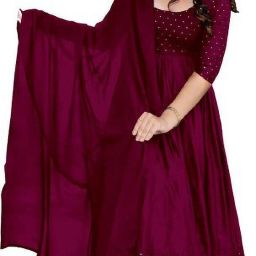 Self Design Cotton Rayon Stitched Anarkali Gown-picture-32