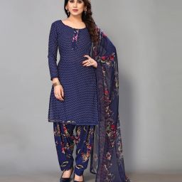 Unstitched Crepe Salwar Suit Material Floral Print-image-52