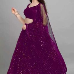 Self Design Semi Stitched Lehenga & Crop Top-image-4