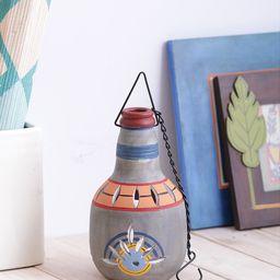 vareesha Bottle Tea Lite Diya Lantern Lamp Grey Terracotta Table Lantern-picture-33