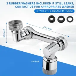 sohail NOVAHAVEN 360° Rotating Faucet Extension Adapter with 3 Rubber Washers Faucet Function Diverter image 2