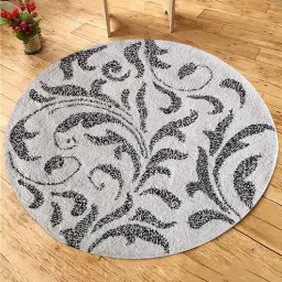 the home talk Grey Floral Wool 3 ft x 3 ft Hand Tufted Round Carpet-picture-11
