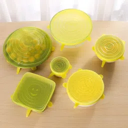 Different Sizes Reusable Expandable Round Silicone Stretch Lids Set of 6 K9 7.87 inch, 7.08 inch, 6.29 inch, 4.72 inch, 3.93 inch, 2.55 inch Lid Set-2