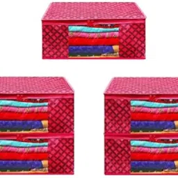 SIDDIKA Non Woven Saree cover garment cover wardrobe organizers pack of 5 Polyester Laundry Bag-picture-17