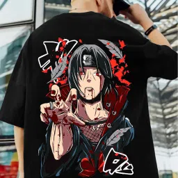 Men Printed Round Neck Pure Cotton Black T-Shirt-image-62