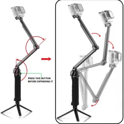 Viraan 3-Way Monopod Grip Tripod Foldable Selfie Stick and All Action Cameras Monopod Kit image 4