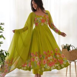 Floral Print Georgette Stitched Anarkali Gown-image-71