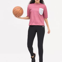 clovia Women Solid Round Neck Polyester Pink T-Shirt-picture-8