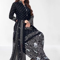 Unstitched Crepe Salwar Suit Material Printed-image-46