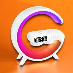 Harjio G Shape RGB Light Smart Bluetooth Speaker, 15w Wireless Charger, Digital Clock 5 W Bluetooth Laptop/Desktop Speaker-image-95