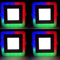 LED Square Slim Ceiling Panel Light 6 Watt (3+3) POP Down Light, Surface Mounted Spotlight, Dual Color 3D Effect MultiColor RGB & White Combination, Ceiling Lamp (PACK OF 4) Recessed Ceiling Lamp-image-59