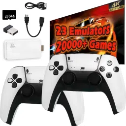 Advik PS5 4k Ultra HD gamestick With 2 PS5 Wireless Controller 64 GB with 23 Emulators, Wi-fi Gamepad-43