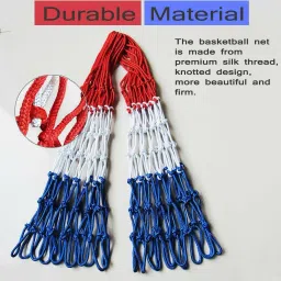 swikaar Basketball Net 2 PCS Outdoor/Indoor Net (12 Loops) (Red+White+Blue) BBN14 Basketball Net image 2
