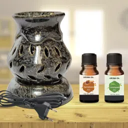 PEEPRESION Home Scented Electric Lamp with Lemongrass & Sandalwood Oils, 10ml Each (Black) Suitable For| Home, Office, Spa, Bedroom, Club, Temple, Pub Bar, Gym, Conference Hall, Studio Diffuser-11