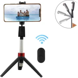 BOPUD Bluetooth Extendable Selfie Stick with Wireless Remote Bluetooth tripod stand Tripod, Monopod, Tripod Kit image 3
