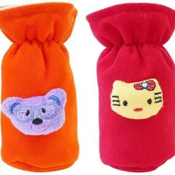 Soft Plush Stretchable Baby Feeding Bottle Cover Easy to Hold Strap With Cute Animated Cartoon|Suitable for 60-125 Ml Feeding Bottle(Orange-Dark Red)-picture-22