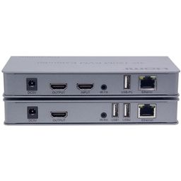 XIKKART HDMI KVM Extender, 4K 120M HDMI KVM Extender Transmitter Receiver Over Cat5/5e/Cat6 RJ45 Ethernet Cable Support USB Mouse Keyboard Touch Screen image 2
