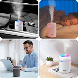 Home lane Portable Mini 300ml Cool Mist Humidifier with LED Night Light - USB Powered for Car & Office - Auto Shut-Off, 2 Mist Modes, Whisper Quiet (Random Colors) image 2
