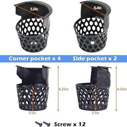 JBB Pool Table Pockets Replacement Set of 6 Plastic Web Pockets for Billiard Table image 2