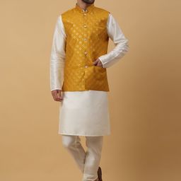 KRAFT INDIA Ethnic Motifs Mandarin Collar Long Sleeves Kurta with Churidar-image-77