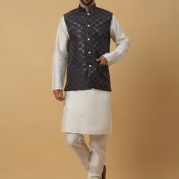 KRAFT INDIA Mandarin Collar Sequinned Kurta With Churidar-image-94