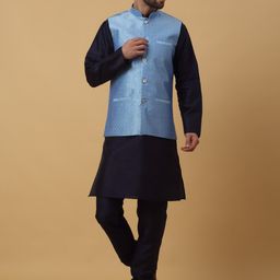 KRAFT INDIA Straight Kurta with Churidar & Nehru Jacket-image-86