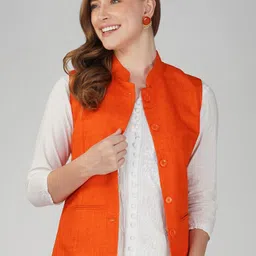 KALINI Pure Cotton Woven Nehru Jackets-image-28