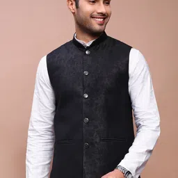 SHOWOFF Woven Design Slim Fit Nehru Jacket-image-33