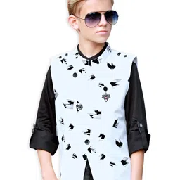 BAESD Boys Casual Shirt With Printed Nehru Jacket-image-8