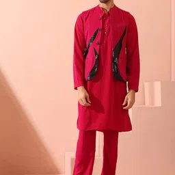 Swtantra Embellished Woven Mandarin Collar Nehru Jacket-42