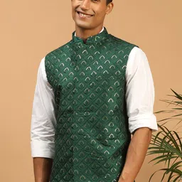 SHRESTHA BY VASTRAMAY Men Embellished Woven Nehru Jacket-picture-58
