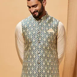 KISAH Jacquard Woven Design Nehru Jacket-24