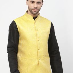 Badoliya & Sons Men Zari Woven-Design Nehru Jacket-image-20