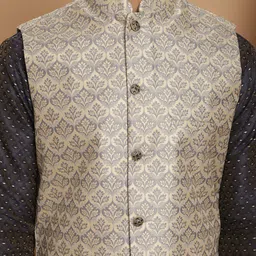Anouk Grey Woven Design Mandarin Collar Nehru Jacket image 4