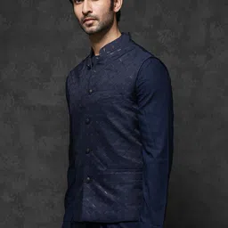 RARE RABBIT Woven Design Nehru Jacket image 3