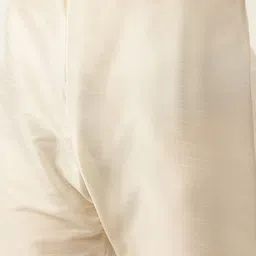 SOJANYA Men Off White Solid Kurta with Churidar & Nehru Jacket image 4