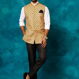 VASTRAMAY Ethnic Motif Printed Nehru Jacket image 2