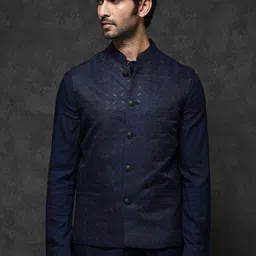 RARE RABBIT Woven Design Nehru Jacket image 5