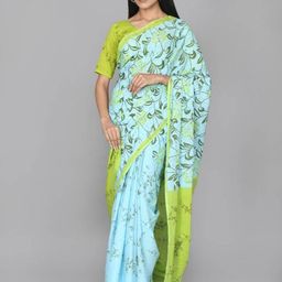 NIKHILAM Floral Printed Mulmul Cotton Bagru Saree-8