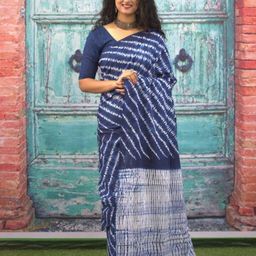 Sanganeri Print Leheriya Pure Cotton Bagru Saree-16