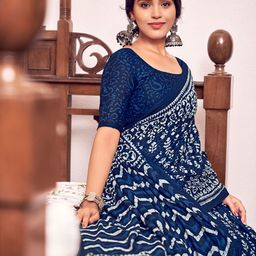 Munir Ajrak Block Printed Pure Cotton Bagru Saree image 2
