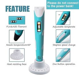 ADOERE 3D Printing Pen with Display - Includes 3D Pen, 3 Starter Colors of PLA Filament, Stencil Book + Project Guide and Charger (Assorted) image 3