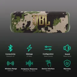 JBL Flip 6 20W Portable Bluetooth Speaker (IP67 Waterproof, IP67 Dustproof, Squad) image 2