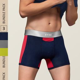 XYXX Men IntelliSoft Antimicrobial Micro Modal Pack of 3 Dualist Trunks XYTRNK3PCKN387-12